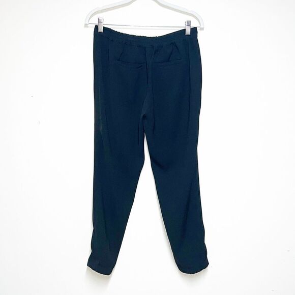 NWOT VINCE BLACK SATIN PIPED HIGH RISE SLIM ANKLE TROUSERS PANTS SIZE SMALL - Picture 3 of 10